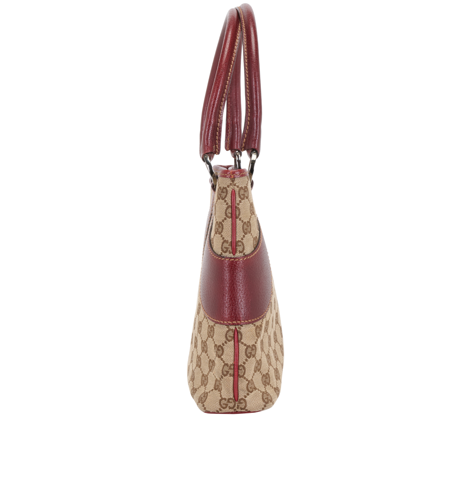 Vintage GG Tote, &pound;295, Handbags, Brown/Burgundy, Canvas/Leather, Side view